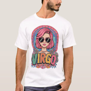 Stylish Retro Virgo Woman Zodiac Sign Colourful T-Shirt