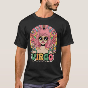 Stylish Retro Virgo Woman Zodiac Sign Colourful T-Shirt