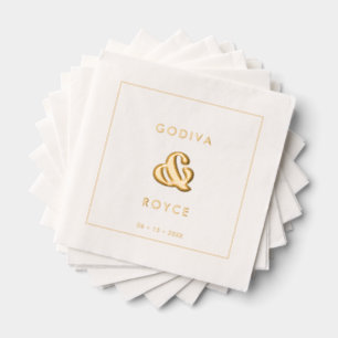 Stylish Retro Wedding Gold Foil Napkins