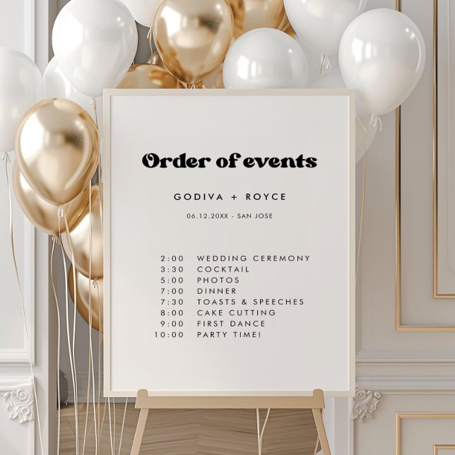 Stylish retro wedding Order of events Poster (Creator Uploaded)