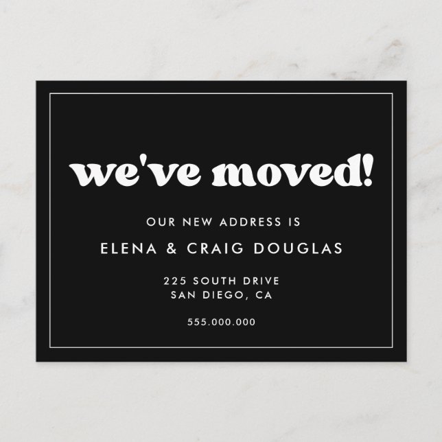 Stylish retro We've moved New address Postcard (Front)