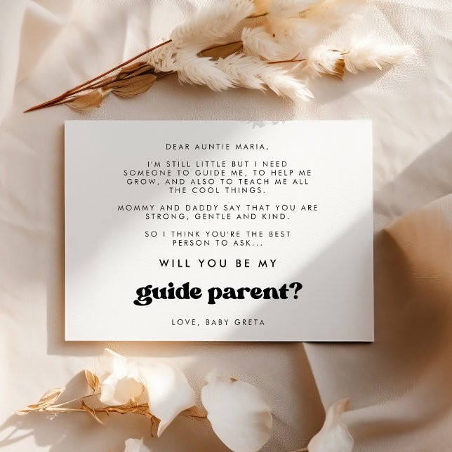 Stylish retro Will you be my Guide parent card (Creator Uploaded)