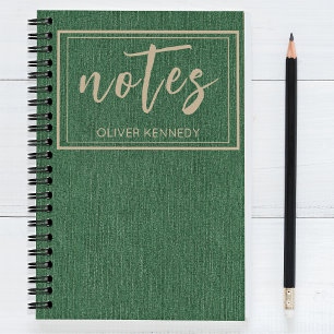 Stylish Rich Forest Green and Khaki Classic Spiral Notebook