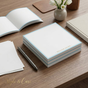 Stylish Robin Egg Blue Border Name Notepad Gift