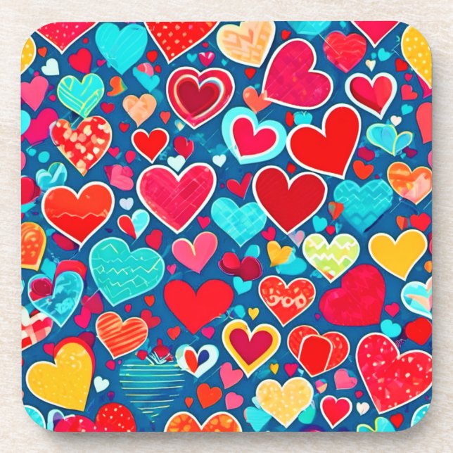 Stylish Romance: Chic Hearts Elegance Coaster (Front)
