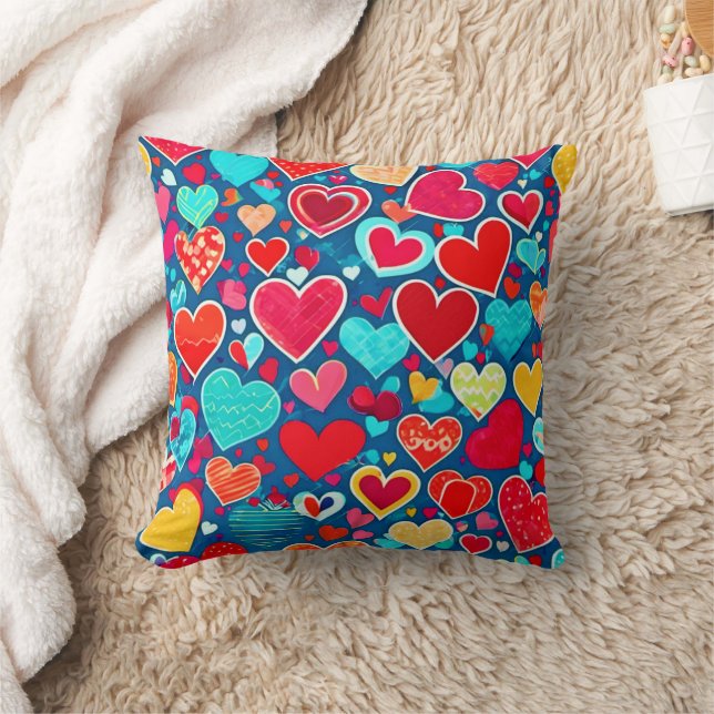 Stylish Romance: Chic Hearts Elegance Cushion (Blanket)