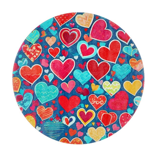 Stylish Romance: Chic Hearts Elegance Cutting Board (Front)