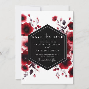 Stylish Romance Crimson Red Wedding Save The Date
