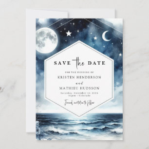 Stylish Romantic Moonlit Wedding Save The Date