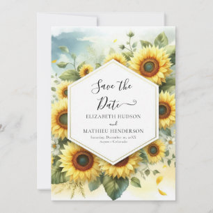 Stylish Romantic Sunflower Wedding Save The Date