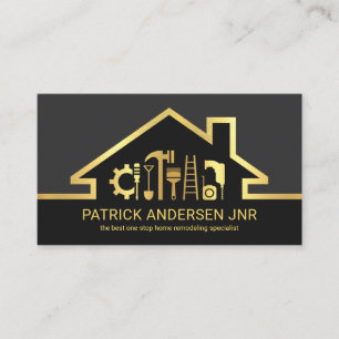 Stylish Roof Gold Handyman Tools Frame Business Card