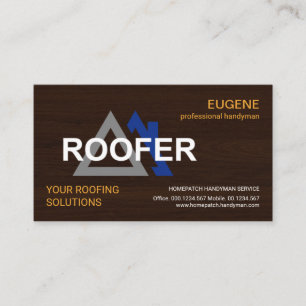 Stylish Roofer Signage Wood Texture Roofing Business Card