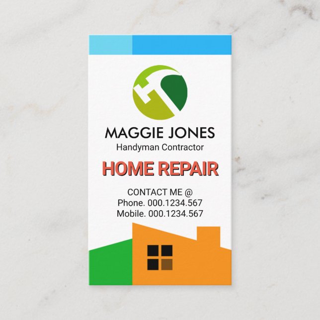 Stylish Rooftop Blue Sky Frame Business Card (Front)