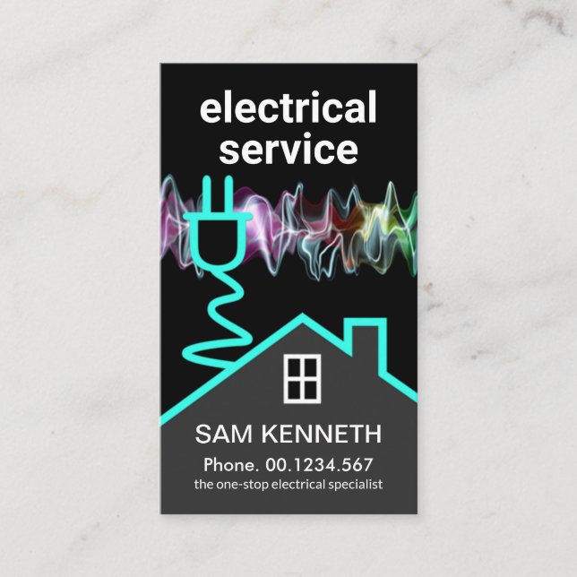 Stylish Rooftop Home Electrical Lightning Circuit Business Card (Front)