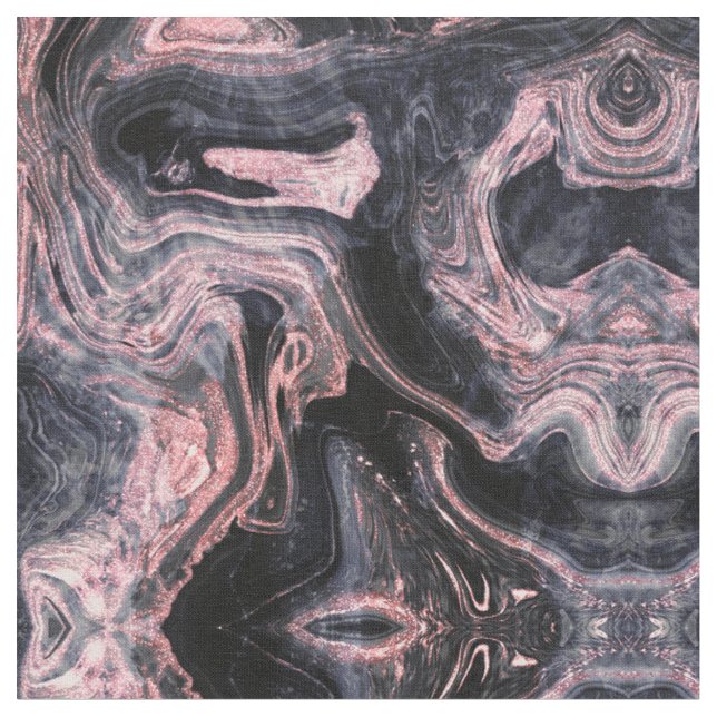 Stylish rose gold abstract marbleised design fabric (Close Up)