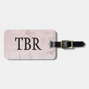 Stylish Rose Gold Abstract on Pink Monogram Luggage Tag