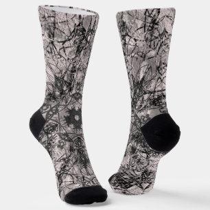 Stylish Rose Gold and Black Ornamental Drawing Socks