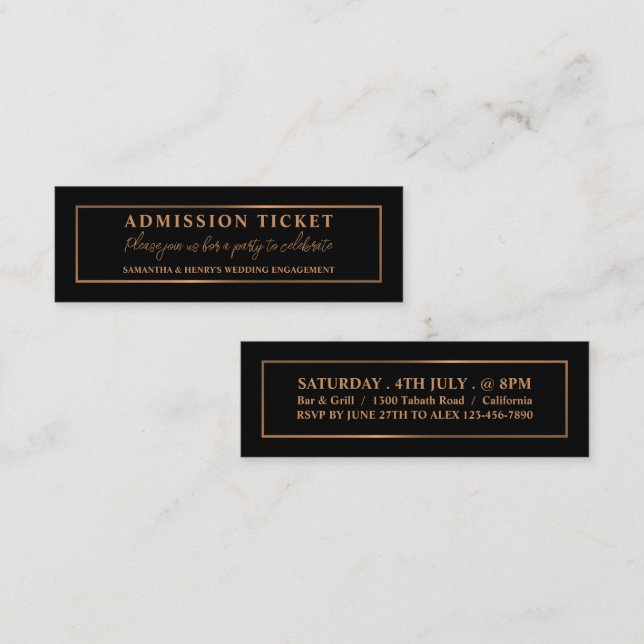 Stylish Rose Gold & Black, Admission Ticket (Front/Back)