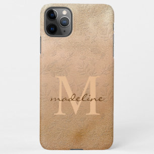 Stylish Rose Gold Botanical Offset Monogram iPhone 11Pro Max Case