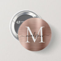 Stylish Rose Gold Brushed Metal Monogram Script