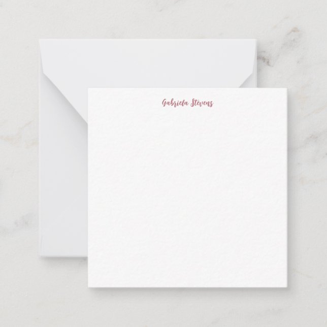 Stylish Rose Gold Calligraphy Name White Card (Front)