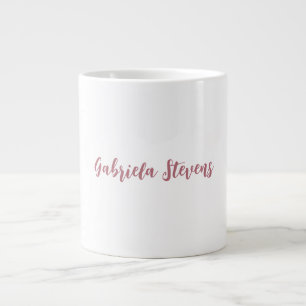 Stylish Rose Gold Calligraphy Name White Large Coffee Mug