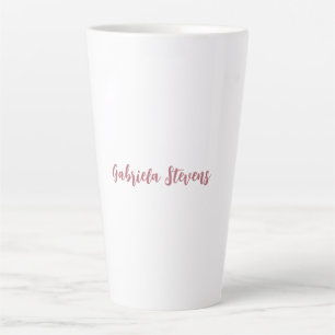Stylish Rose Gold Calligraphy Name White Latte Mug