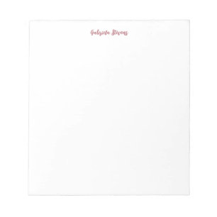 Stylish Rose Gold Calligraphy Name White Notepad