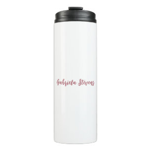 Stylish Rose Gold Calligraphy Name White Thermal Tumbler