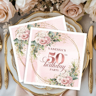 Stylish Rose Gold Dusty Pink 50th Birthday Party  Napkin