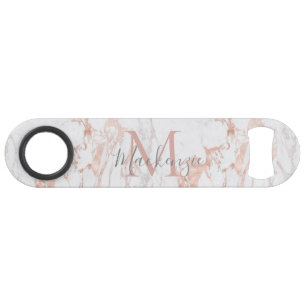 Stylish Rose Gold Foil Marble Monogram