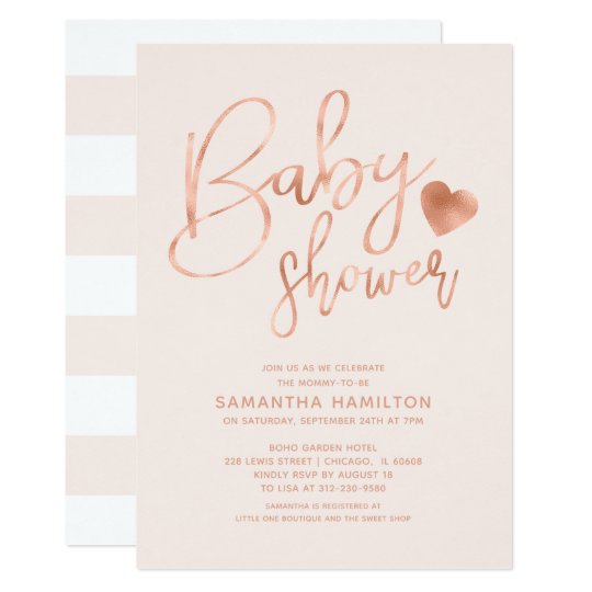 baby shower invitations rose gold