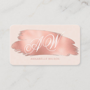 Stylish Rose Gold Foil & Pink Monogram Business Card