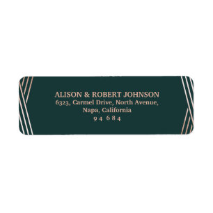 Stylish Rose Gold Glitter and Teal Return Address