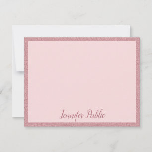 Stylish Rose Gold Glitter Calligraphy Professional Card
