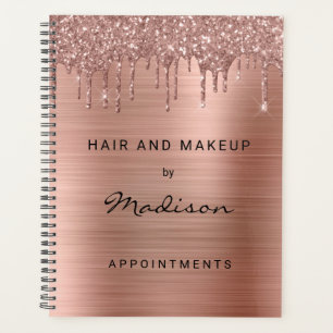 Stylish Rose Gold Glitter Drip Appointment Planner