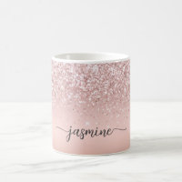Stylish Rose Gold Glitter Monogram Name Signature