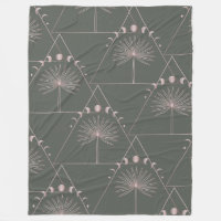 Stylish Rose Gold Grey Palm Leaf Moon Phases Art