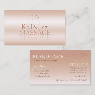 Stylish Rose Gold Mirror Letters Monogram Modern Business Card