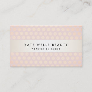 Stylish Rose Gold on Pink Polka Dot Pattern Beauty Business Card