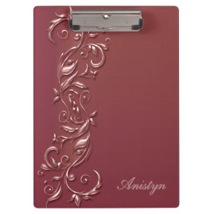 Stylish Rose Gold Ornate Design Clipboard