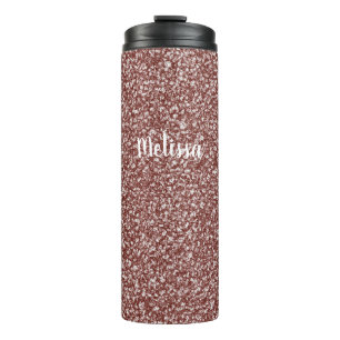 Stylish Rose Gold Thermal Tumbler Faux Glitter