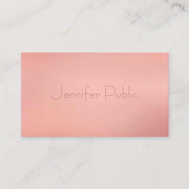 Stylish Rose Gold Trendy Modern Elite Template Business Card (Front)