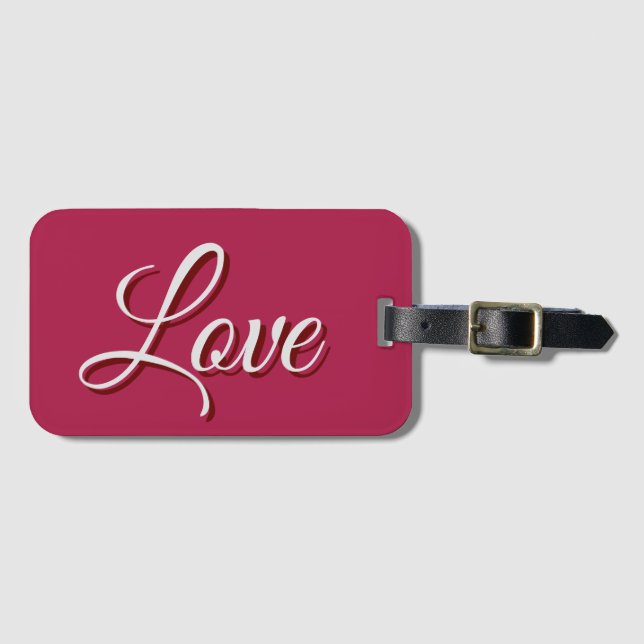 Stylish Rose Red Love Wedding Calligraphy Luggage Tag (Front Horizontal)