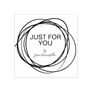 Stylish Round Scribble Just For You Personalised Rubber Stamp