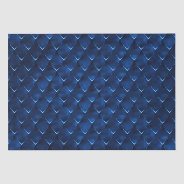 Stylish Royal Blue Foil Dragon Scales Pattern Tissue Paper (Front)