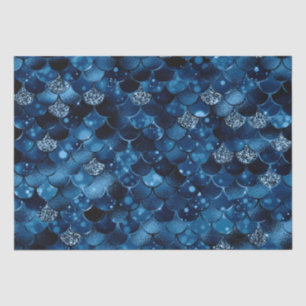 Stylish Royal Blue Glitter Mermaid Fish Scales Tissue Paper