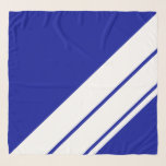 Stylish Royal Navy Blue White Slant Racing Stripes Scarf<br><div class="desc">This modern,  sleek design features white diagonal racing stripes against vibrant royal navy blue background.</div>