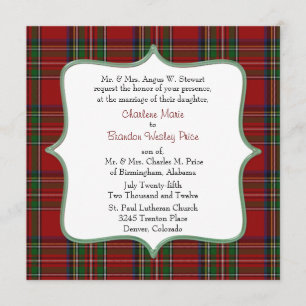 Stylish Royal Stewart Plaid Wedding Invitation
