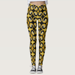 Stylish Royal Yellow Black Pattern Leggings
